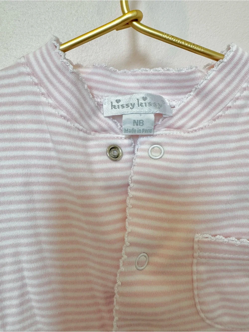 Kissy Kissy Pale Pink & White Striped Footed One-Piece